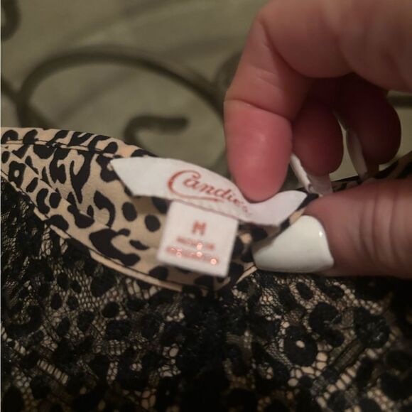 Candie’s tan leopard print lace satin tank - Picture 2 of 3